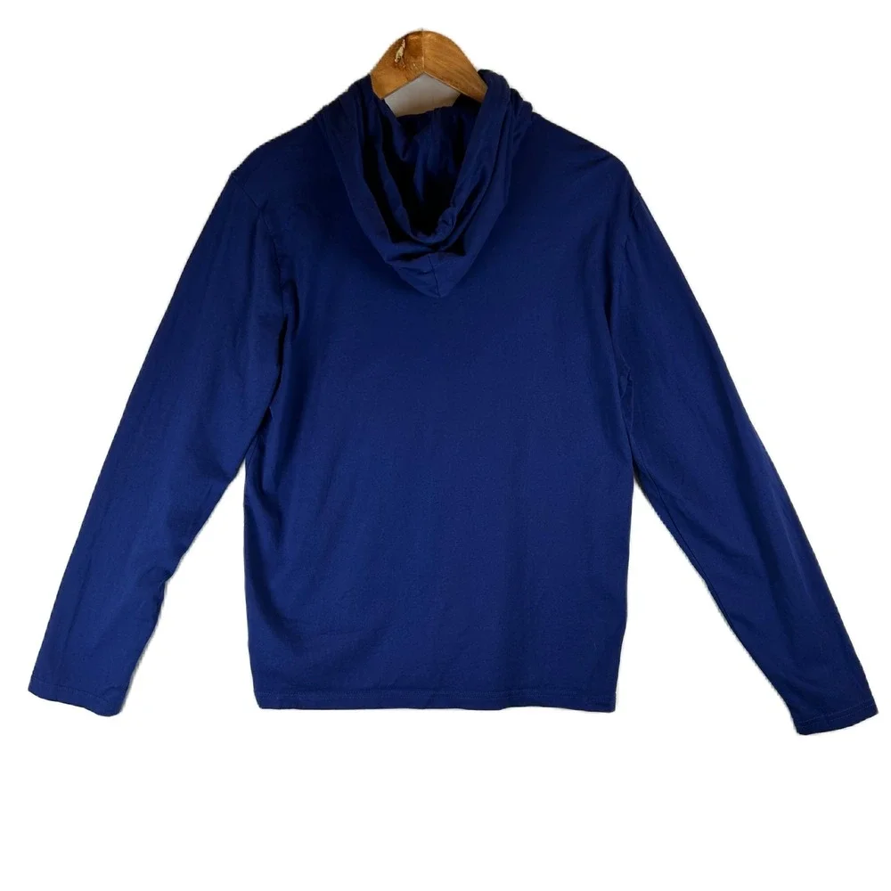 Polo Ralph Lauren Mens Blue Striped‎ Big Pony Graphic Hooded Long Sleeve Tee S